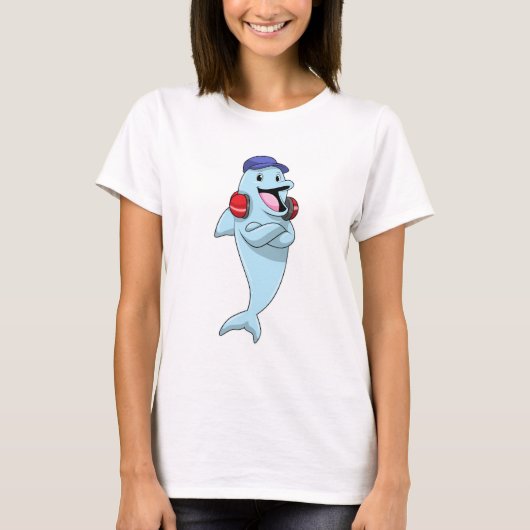 Dolphin beim Hören von Musik T-Shirt (Vorderseite)
