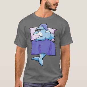 Dolphin beim Schlafen mit Bettdecke und Kopfkissen T-Shirt