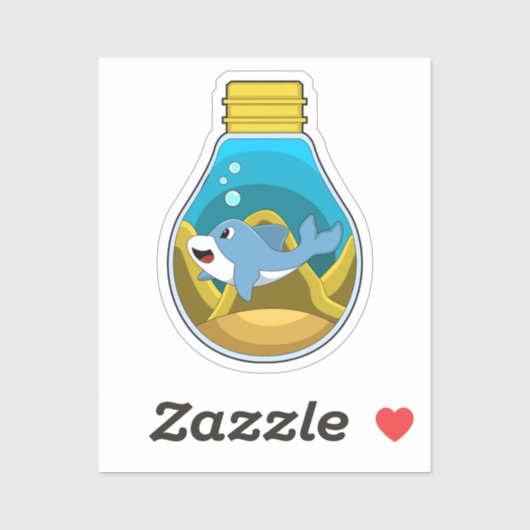 Dolphin beim Schwimmen im Aquarium Aufkleber (Blatt)