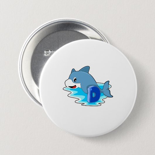 Dolphin beim Schwimmen mit Brief Button (Vorne & Hinten)