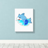 Dolphin beim Schwimmen mit Brief Leinwanddruck (Insitu (Holzboden))