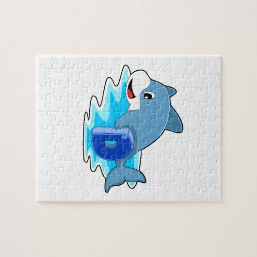 Dolphin beim Schwimmen mit Brief Puzzle (Horizontal)
