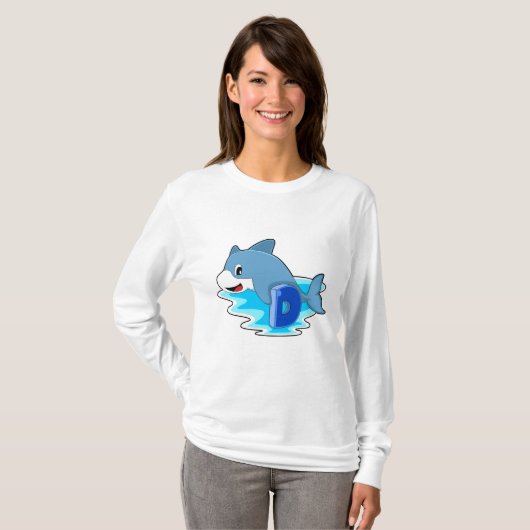Dolphin beim Schwimmen mit Brief T-Shirt (Vorne ganz)