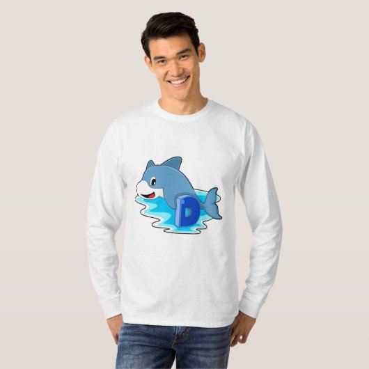Dolphin beim Schwimmen mit Brief T-Shirt (Vorne ganz)