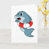 Dolphin beim Schwimmen mit dem Schwimmring Karte (Gelbe Blume)