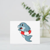Dolphin beim Schwimmen mit dem Schwimmring Postkarte (Stehend Vorderseite)