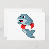 Dolphin beim Schwimmen mit dem Schwimmring Postkarte (Vorne/Hinten)
