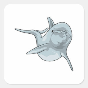 Dolphin beim Schwimmen Quadratischer Aufkleber