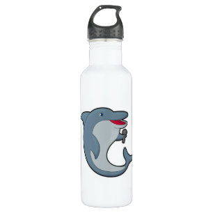 Dolphin beim Singen mit Mikrofon Edelstahlflasche