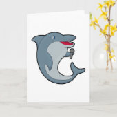Dolphin beim Singen mit Mikrofon Karte (Gelbe Blume)