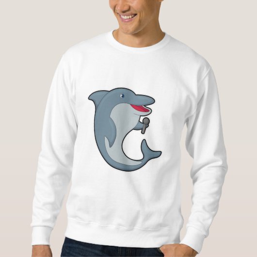 Dolphin beim Singen mit Mikrofon Sweatshirt (Vorderseite)