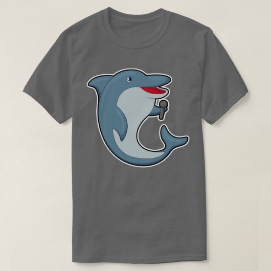Dolphin beim Singen mit Mikrofon T-Shirt (Design vorne)