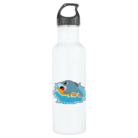 Dolphin beim Surfen mit Surfbrett Edelstahlflasche (Vorderseite)
