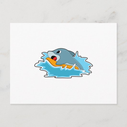 Dolphin beim Surfen mit Surfbrett Postkarte (Vorderseite)