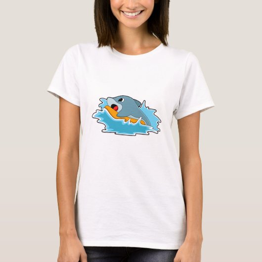 Dolphin beim Surfen mit Surfbrett T-Shirt (Vorderseite)