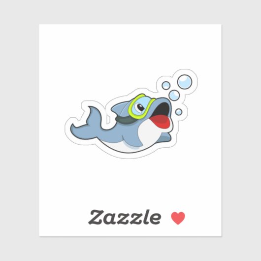 Dolphin beim Tauchen mit Wasserblasen.PNG Aufkleber (Blatt)