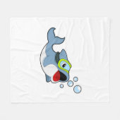Dolphin beim Tauchen mit Wasserblasen.PNG Fleecedecke (Vorderseite (Horizontal))