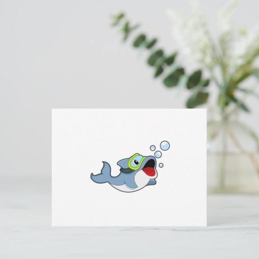 Dolphin beim Tauchen mit Wasserblasen.PNG Postkarte (Stehend Vorderseite)