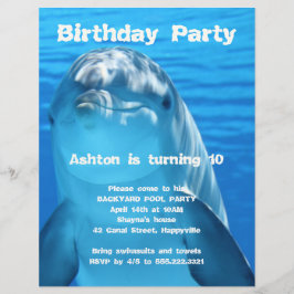 Dolphin Birthday Backyard Pool Party Einladung Flyer