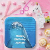 Dolphin Birthday Backyard Pool Party Pappteller (Party)