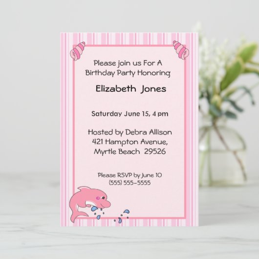 Dolphin Birthday Einladung (Stehend Vorderseite)