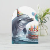 Dolphin Birthday Einladung (Stehend Vorderseite)