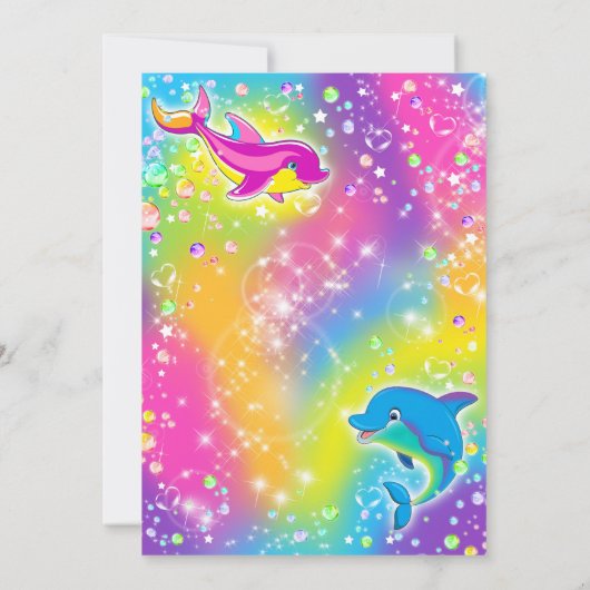 Dolphin Birthday Einladung Rainbow Dolphin Einladu (Rückseite)