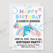 Dolphin Birthday Invitation in White Einladung (Vorderseite)