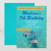 Dolphin birthday invitation Pool party invite Einladung (Vorne/Hinten)