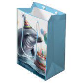 Dolphin Birthday Mittlere Geschenktüte (Vorderseite Schrägansicht)