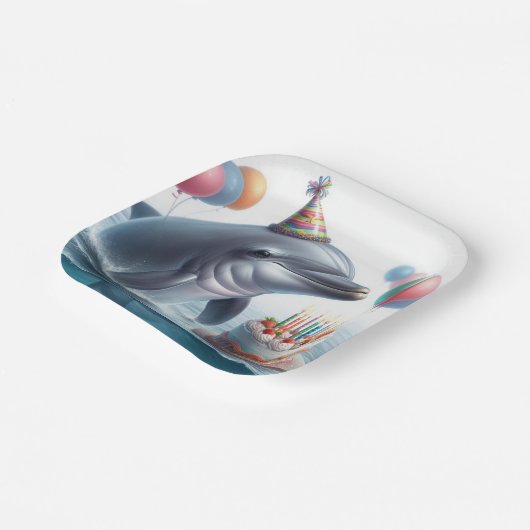 Dolphin Birthday Pappteller (Gewinkelt)