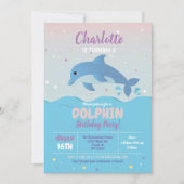 Dolphin Birthday Party Beach Girls Einladung (Vorderseite)