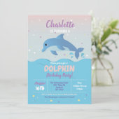 Dolphin Birthday Party Beach Girls Einladung (Stehend Vorderseite)