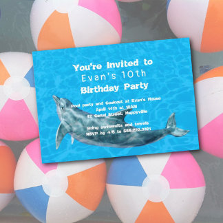 Dolphin Birthday Party Kids Pool Sommer Einladung