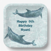Dolphin Birthday Party Personalisiert Paper Teller (Vorderseite)
