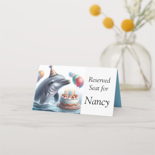 Dolphin Birthday Platzkarte (Vorderseite)