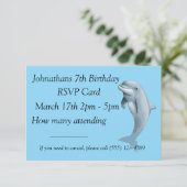 Dolphin Birthday RSVP Card Karte (Stehend Vorderseite)