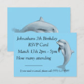 Dolphin Birthday RSVP Card Karte (Vorne/Hinten)