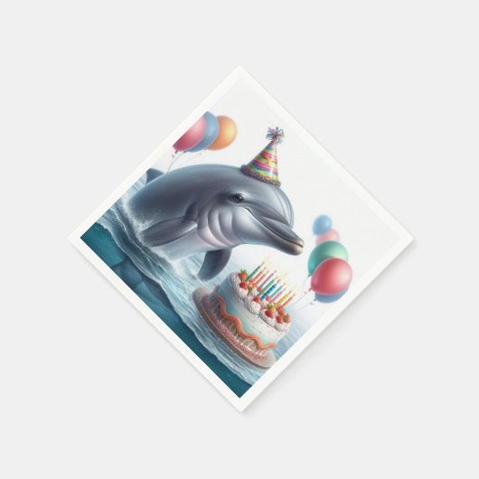 Dolphin Birthday Serviette (Ecke)