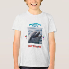 Dolphin Birthday Splash  Tri-Blend Shirt