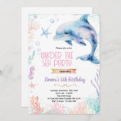 Dolphin birthday theme party invitation einladung (Vorne/Hinten)