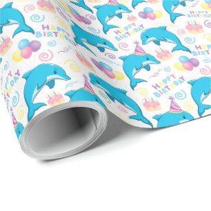 Dolphin Birthday Wrapping Paper Geschenkpapier