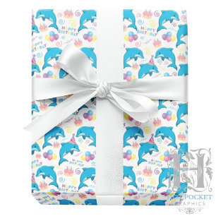 Dolphin Birthday Wrapping Paper Geschenkpapier