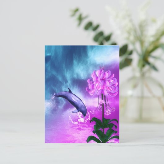 Dolphin Blossom Dreams Postkarte (Stehend Vorderseite)