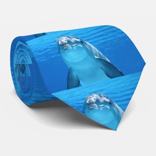 Dolphin Blue Sea Water Krawatte (Gerollt)
