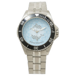 Dolphin Blue White Star Seemonogramm Armbanduhr