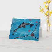 Dolphin & Calf Dreaming Karte (Gelbe Blume)
