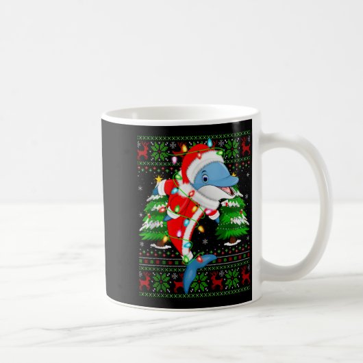 Dolphin Christmas Lights Santa Costume Ugly Xmas S Kaffeetasse (Rechts)