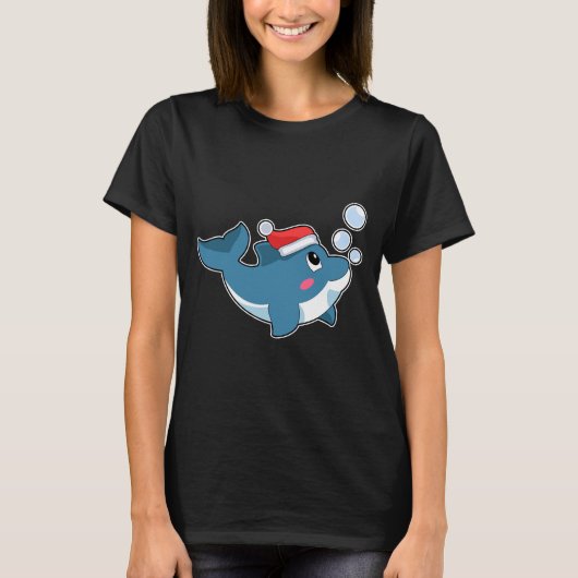 Dolphin Christmas Santa hat T-Shirt (Vorderseite)