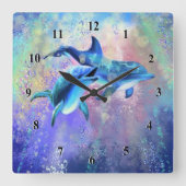 Dolphin Clock Quadratische Wanduhr (Vorderseite)